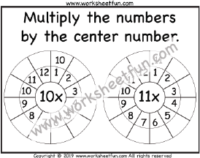 Multiplication Target Circles – 10, 11 Times Table Worksheet