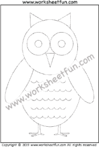 Owl Tracing and Coloring – Halloween Themed Worksheet – 1 Worksheet