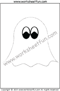 Ghost Tracing and Coloring – Halloween Themed Worksheet – 1 Worksheet
