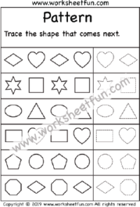 Shape Patterns – Trace the shape that comes next – One Worksheet