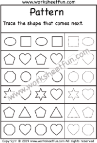 Shape Patterns – Trace the shape that comes next – One Worksheet