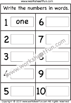 Number Word Worksheet – Numbers in Words – 1-10 – One Worksheet / FREE ...