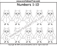 Halloween Themed Worksheet –  Owl – Number Tracing – 1-10 – One Worksheet