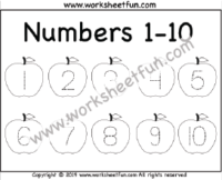 Number Tracing – 1-10 – Apple – One Worksheet