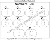 Pumpkin Themed Worksheet –  Number Tracing – 1-10 – One Worksheet