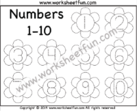 Number Tracing – Flower – 1-10 – One Worksheet