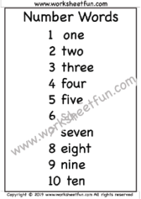 number words 1-10