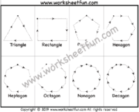Shapes Tracing – Triangle, Rectangle, Pentagon, Hexagon, Heptagon, Octagon, Nonagon, Decagon – 1 Worksheet