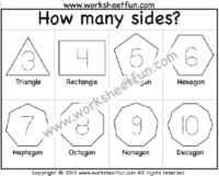 Number Tracing – Pentagon, Hexagon, Heptagon, Octagon, Nonagon, Decagon – 1 Worksheet