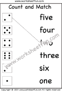 Numbers in Words – Count and Match – One Worksheet