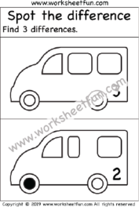 Spot the difference – Van – One Worksheet