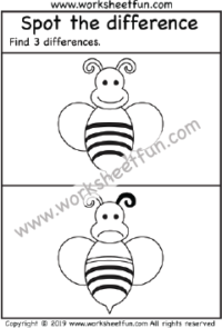 Spot the difference – Bee – One Worksheet