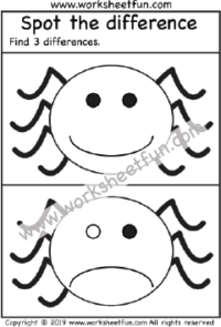 Spot the difference – Spider – One Worksheet