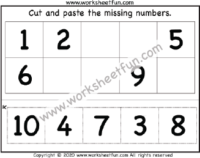 Cut and Paste Missing Numbers 1-10 – One Worksheet