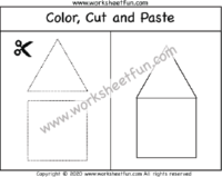 Cut and Paste Shapes – Triangle and Square – One Worksheet