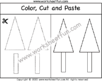Cut and Paste Shapes – Triangle and Rectangle – One Worksheet