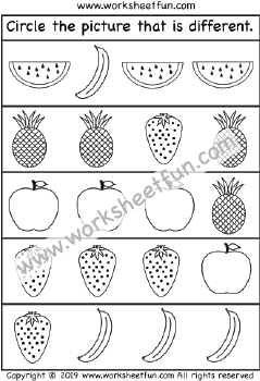 Same and Different – One Worksheet / FREE Printable Worksheets