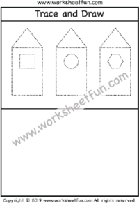 Shape Tracing – Circle, Rectangle, Hexagon, Triangle – Trace and Draw – 1 Worksheet