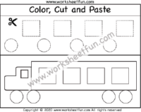 Cut and Paste Shapes – Rectangle and Circle – One Worksheet