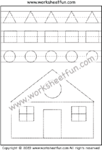 Shape Tracing – Circle, Triangle, and Rectangle – House – One Worksheet