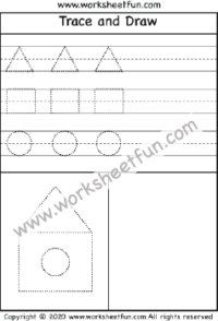 Shape Tracing – Triangle, Rectangle, Circle – Trace and Draw – 1 Worksheet