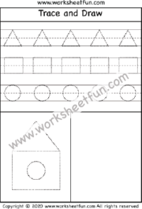 Shape Tracing – Triangle, Rectangle, Circle – Trace and Draw – 1 Worksheet