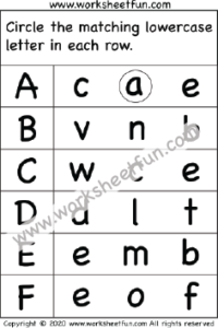 Uppercase and Lowercase Letters – 6 Worksheets