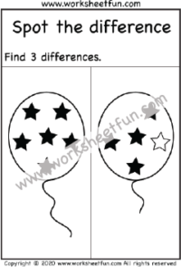 Spot the difference – Balloon – One Worksheet