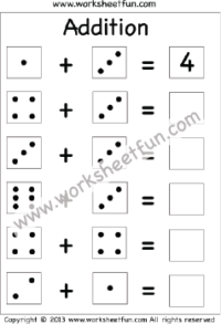 Dice Addition – One Worksheet