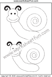 Spiral Tracing  – Snail  – 2 Worksheets