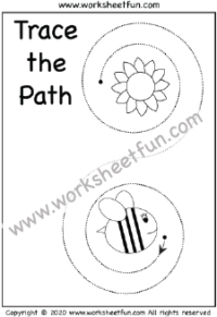 Spiral Tracing  – Flower and Bee – 1 Worksheet