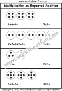 Multiplication – Repeated Addition – Two Worksheets