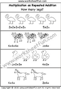 How Many Legs? – Multiplication as Repeated Addition – One Worksheet