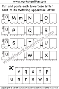 Uppercase And Lowercase Letter Cut And Paste Two Worksheets Free Printable Worksheets Worksheetfun