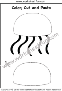 Color, Cut and Paste – Jellyfish – One Worksheet 