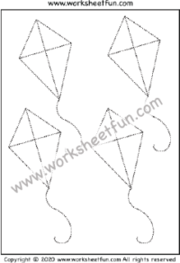 Picture Tracing – Kite – Two Worksheets