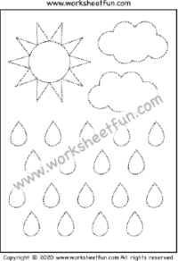 Picture Tracing - Weather - Sunny, Cloudy, Rainy - One Worksheet