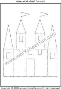 Picture Tracing – Castle – Triangle and Rectangle – One Worksheet