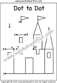 Dot to Dot – Castle – Numbers 1-10 – One Worksheet