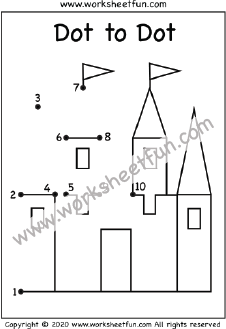 Dot to Dot – Castle – Numbers 1-10 – One Worksheet / FREE Printable ...