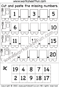 Missing Numbers 1-20 – Cut and Paste – One Worksheet