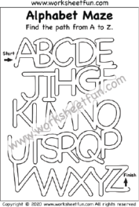 Alphabetical Order – ABC Order – Alphabet Maze – Letter Maze – Find the path from A to Z – One Worksheet