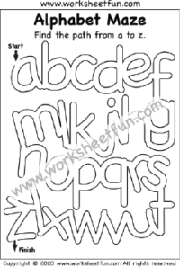 Alphabetical Order – ABC Order – Alphabet Maze – Letter Maze – Find the path from a to z – One Worksheet