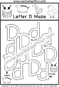 Alphabet Maze – Letter D Maze – Uppercase and Lowercase – One Worksheet