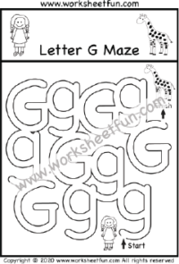 Alphabet Maze – Letter G Maze – Uppercase and Lowercase – One Worksheet