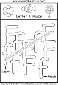 Alphabet Maze – Letter F Maze – Uppercase and Lowercase – One Worksheet