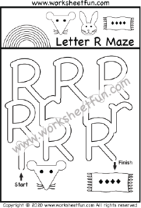 Alphabet Maze – Letter R Maze – Uppercase and Lowercase – One Worksheet