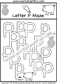 Alphabet Maze – Letter P Maze – Uppercase and Lowercase – One Worksheet