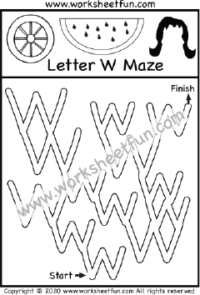 Alphabet Maze – Letter W Maze – Uppercase and Lowercase – One Worksheet