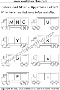 Before and After Uppercase Letters – One Worksheet